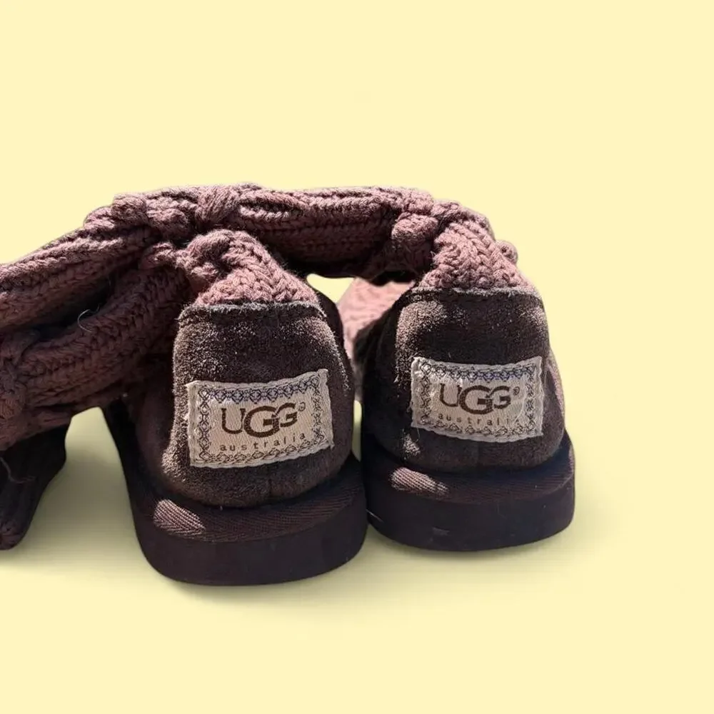 Ugg australia brown cable knit fold over